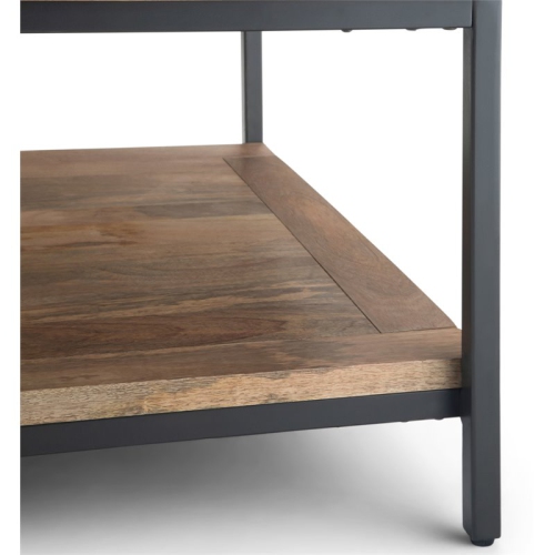 Skyler SOLID WOOD and Metal 34" W Square Industrial Coffee Table in Natural