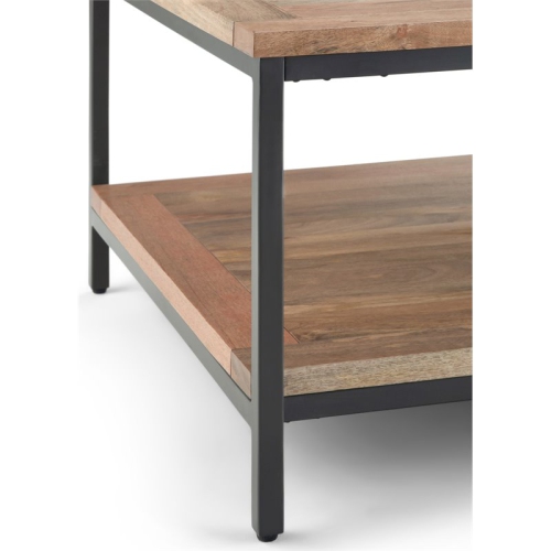 Skyler SOLID WOOD and Metal 34" W Square Industrial Coffee Table in Natural