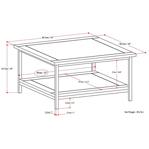 Skyler SOLID WOOD and Metal 34" W Square Industrial Coffee Table in Natural