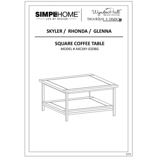 Simpli Home Skyler Mango Wood and Metal 34" Square Industrial Coffee Table in Dark Brown - Gold