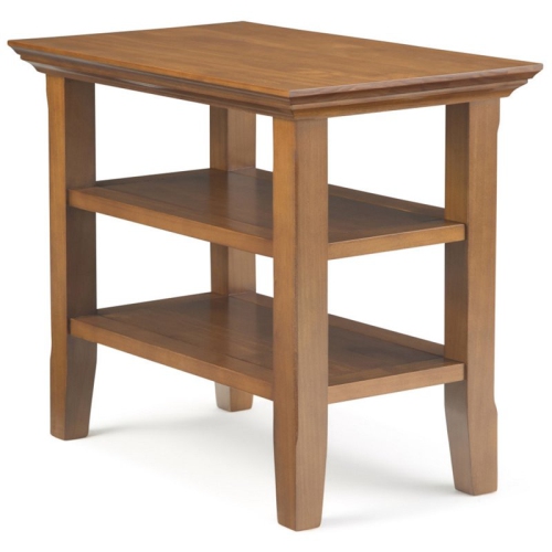 Simpli Home Acadian Wood 14" Rectangle Transitional Narrow Side Table in Light Golden Brown