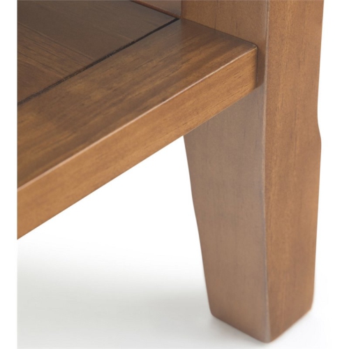 Simpli Home Acadian Wood 14" Rectangle Transitional Narrow Side Table in Light Golden Brown
