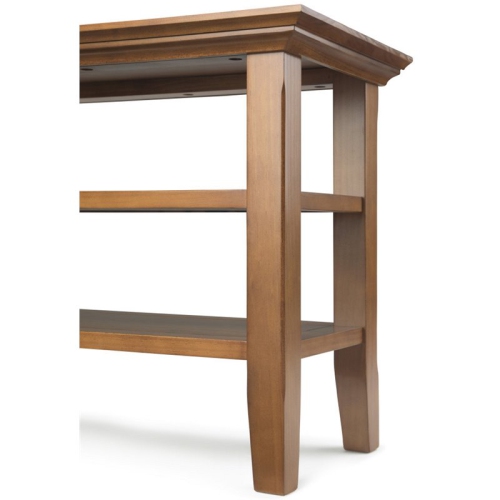 Simpli Home Acadian Wood 14" Rectangle Transitional Narrow Side Table in Light Golden Brown