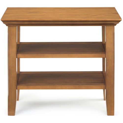 Simpli Home Acadian Wood 14" Rectangle Transitional Narrow Side Table in Light Golden Brown