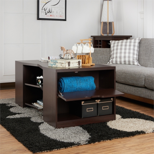 Furniture of America Sima Modern Wood Storage Coffee Table in Walnut