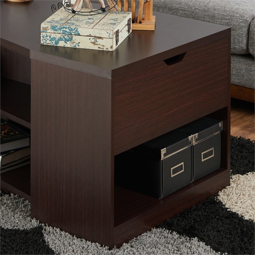 Furniture of America Sima Modern Wood Storage Coffee Table in Walnut