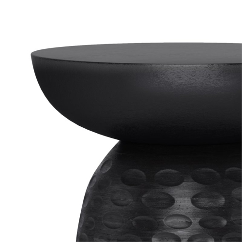 Simpli Home Boyd 13" Round Contemporary Solid Wood Accent Table in Black