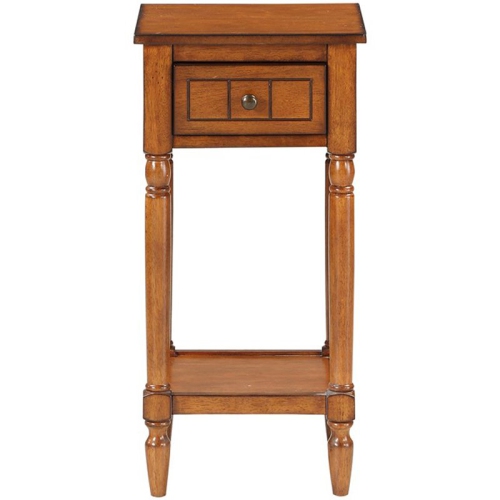 French Country Khloe One-Drawer Accent End Table in Walnut Wood Finish