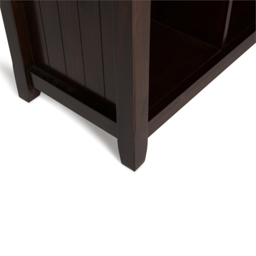 Simpli Home Acadian Wood 57" Transitional 8 Cube Sofa Table in Brunette Brown