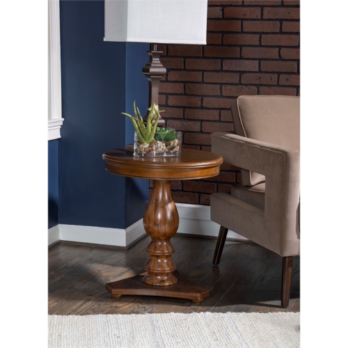 Linon Bree Wood Accent Side Table in Hazelnut Brown