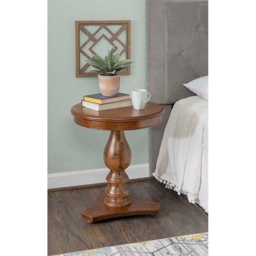 Linon Bree Wood Accent Side Table in Hazelnut Brown