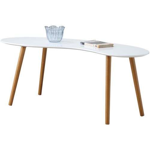 Convenience Concepts Oslo Bean-Shaped Coffee Table in Glossy White Wood Finish