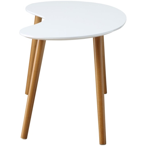 Convenience Concepts Oslo Bean-Shaped Coffee Table in Glossy White Wood Finish