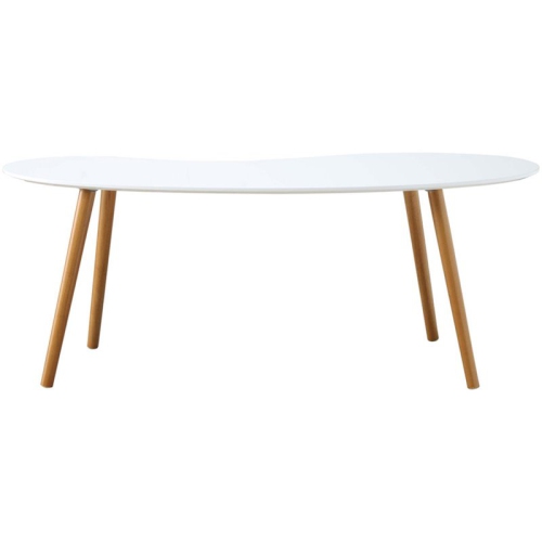Convenience Concepts Oslo Bean-Shaped Coffee Table in Glossy White Wood Finish