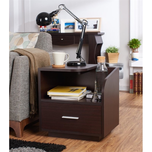 Furniture of America Isabel Transitional Wood Cut-Out End Table in Walnut