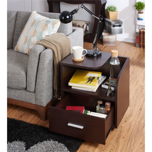 Furniture of America Isabel Transitional Wood Cut-Out End Table in Walnut
