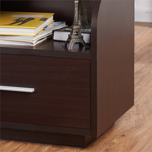 Furniture of America Isabel Transitional Wood Cut-Out End Table in Walnut
