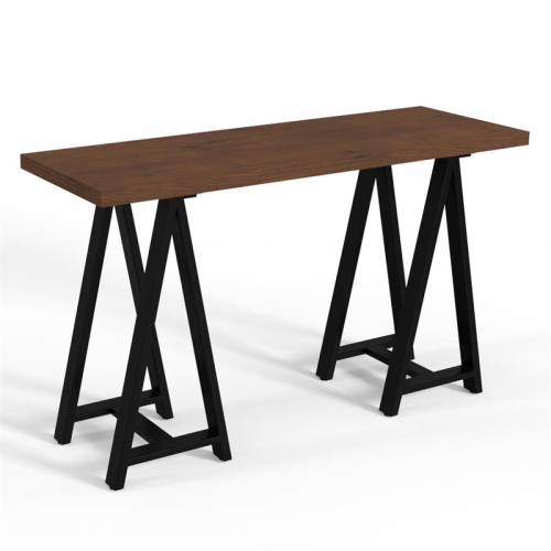 SIMPLI HOME Sawhorse 50 Inch Wide Solid Walnut Veneer And Metal Console Sofa Table