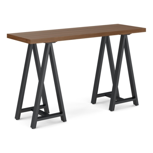 Sawhorse 50 inch Wide Solid Walnut Veneer and Metal Console Sofa Table