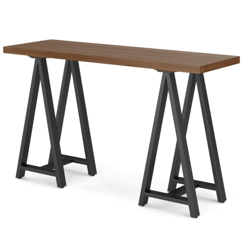 Sawhorse 50 inch Wide Solid Walnut Veneer and Metal Console Sofa Table