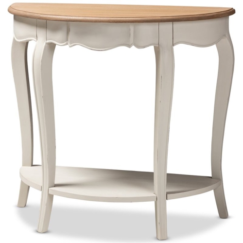 BAXTON STUDIO  Cordelia Console Table In And Natural Brown In White