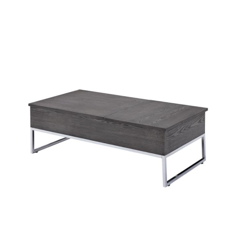 ACME FURNITURE  Acme Iban Coffee Table With Lift Top In Oak And Chrome In Gray