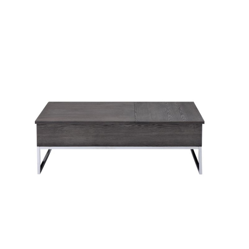 ACME Iban Coffee Table with Lift Top in Gray Oak and Chrome
