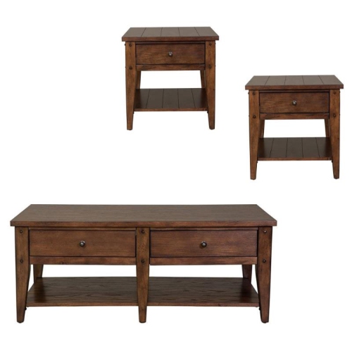 LIBERTY FURNITURE  3 Piece Coffee Table And Set Of 2 End Table In Oak