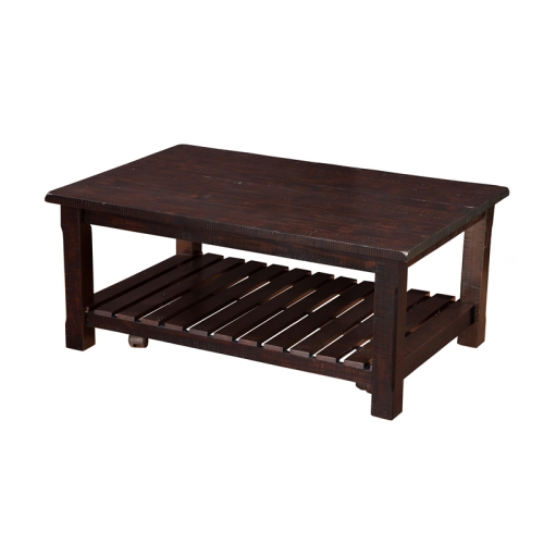 BOWERY HILL  Barn Door Solid Wood Coffee Table Espresso