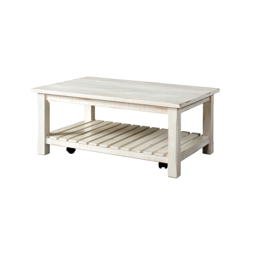 BOWERY HILL  Barn Door Solid Wood Coffee Table Antique White