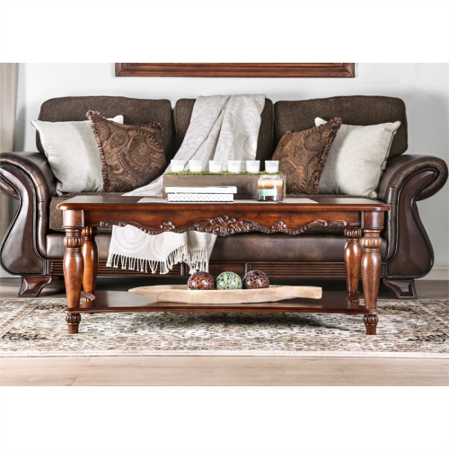 Furniture of America Garner Traditional Wood 3-Piece Coffee Table Set in Cherry