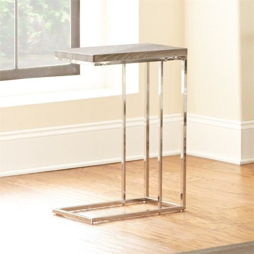 Lucia Chairside End Table in Gray and Brown