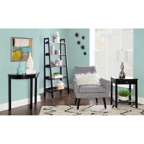 Table console Linon Camden demi Lune, bois noir