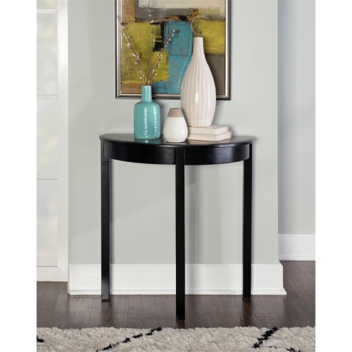 Table console Linon Camden demi Lune, bois noir