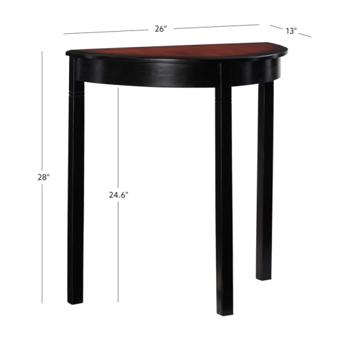 Table console Linon Camden demi Lune, bois noir