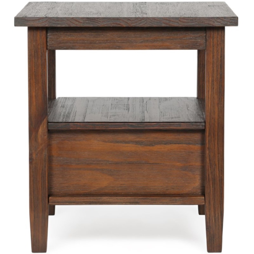 Warm Shaker 20" W SOLID WOOD Rectangle End Table in Distressed Charcoal Brown