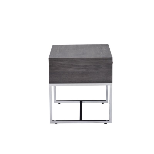 ACME Iban End Table in Gray Oak and Chrome