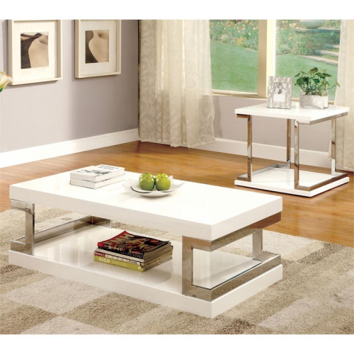 Furniture of America Bargunde Contemporary Wood Square End Table in White