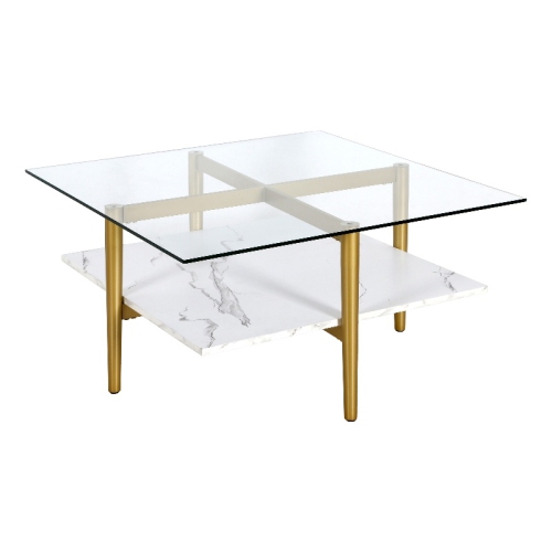 HENN&HART  32" Gold/white Coffee Table