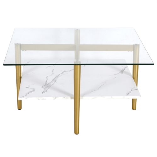 Henn&Hart 32" Gold/White Coffee Table