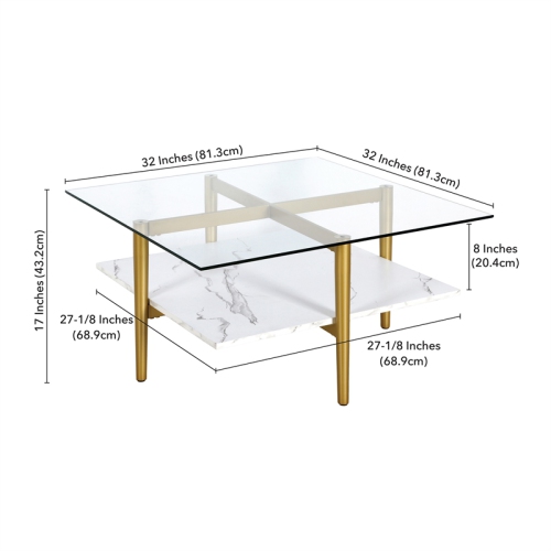 Henn&Hart 32" Gold/White Coffee Table