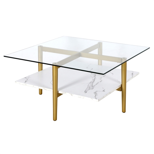 Henn&Hart 32" Gold/White Coffee Table