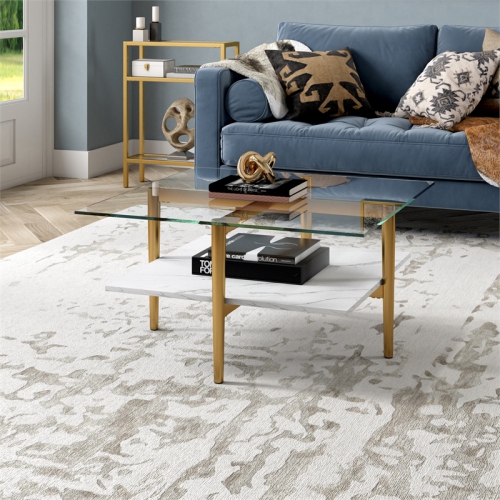 Henn&Hart 32" Gold/White Coffee Table