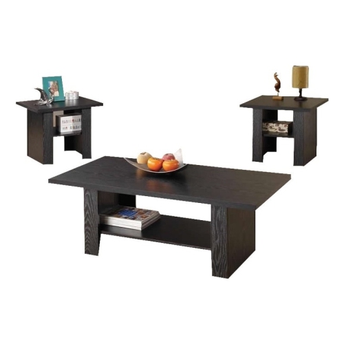 Bowery Hill 3 Piece Coffee Table Set in Black Oak