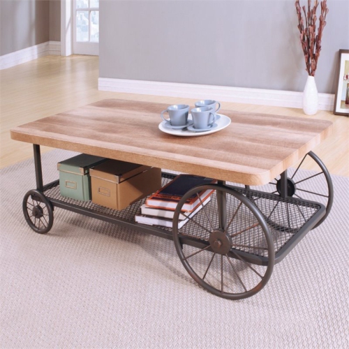 ACME Francie Coffee Table in Oak and Antique Gray | Best Buy