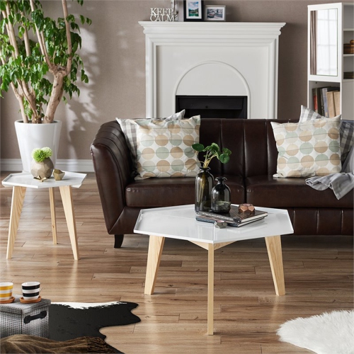 Furniture of America Bok Modern Chic Metal Tray-Top Coffee Table in White