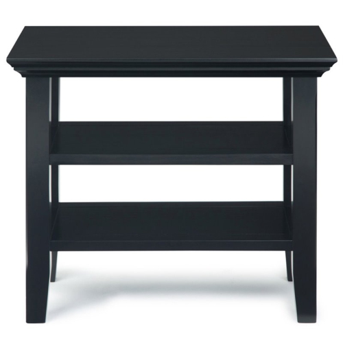 Simpli Home Acadian Wood 14" Rectangle Transitional Narrow Side Table in Black