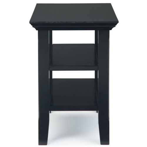 Simpli Home Acadian Wood 14" Rectangle Transitional Narrow Side Table in Black