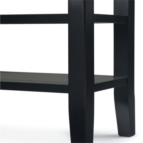 Simpli Home Acadian Wood 14" Rectangle Transitional Narrow Side Table in Black