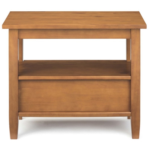 Simpli Home Warm Shaker Wood 14" Rectangle Transitional Narrow Side Table in Light Golden Brown